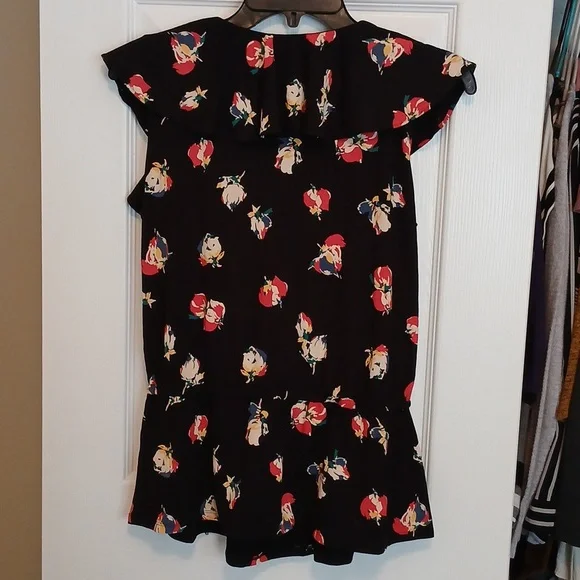 Ralph Lauren Black Top With Floral Wrap-around Design - Picture 3 of 6